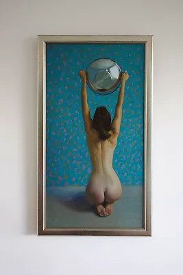 Original Framed Oil Painting Female Nude Girl Woman With Cooking Wok Artwork Art • £750
