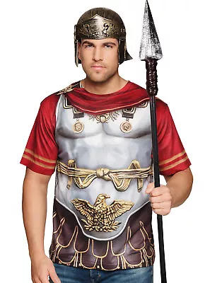 Mens Roman 3D T-SHIRT Fancy Dress Costume Deluxe Cape Armour Eagle Legionary NEW • £18.99