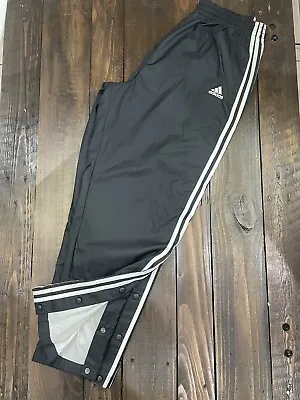 Men Sz Med Vintage Adidas Break Away Pants Black Side Snap Warm Up Track 90s • $39.99