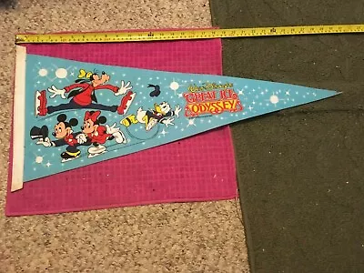 Vintage Walt Disney (great Ice Odyssey) Pennant Mickey Minnie Goofy Donald  Duck • $10.69