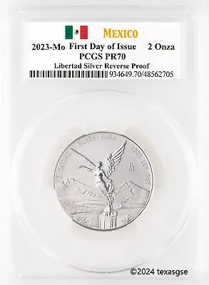 2023 Mexico Silver Libertad Reverse Proof 2 Oz Coin FDI PCGS PR70 • $349