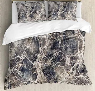 Ambesonne Marble Duvet Cover Set Ceramic Style Grunge Scratches Queen Size • £41.43