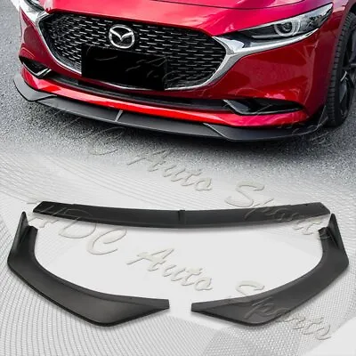 $37.99 • Buy For 2019-2023 Mazda 3 Mazda3 Matt Black Front Bumper Body Kit Spoiler Lip 3pcs