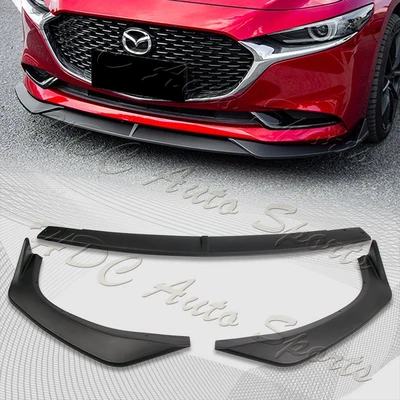 $37.99 • Buy For 2019-2023 Mazda 3 Mazda3 Matt Black Front Bumper Body Kit Spoiler Lip 3pcs