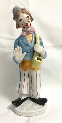 Circus CLOWN FIGURINE SAXOPHONE Musician Busker Vintage Ceramic Statue Figure 8  • $14