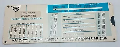 Vtg National Motor Freight Traffic Association English - Metric Converter Slide  • $10.95