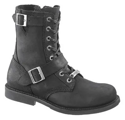 Genuine Harley-davidson Men's Ranger Black 8-inch Leather Boots Side Buckles • $139.99