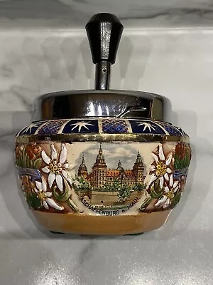 Vintage Original Gerzit Gerz W. Germany Spin Top Ashtray Chrome Ceramic Signed • $19.99