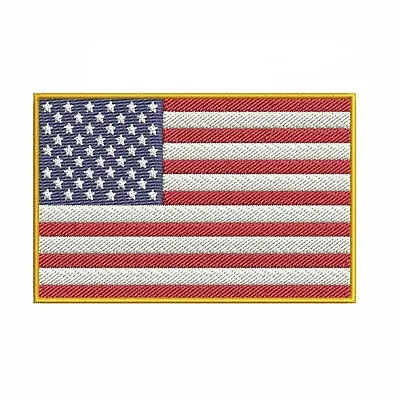 AMERICAN FLAG PATCH Embroidered Iron-on GOLD BORDER USA US United States QUALITY • $3.99