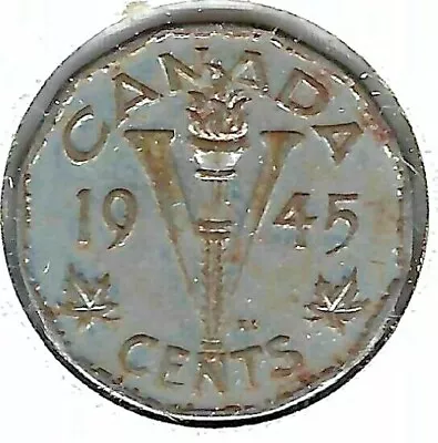 1945 Canadian Circulated Commemorative Victory Five Cent Coin! • $0.99