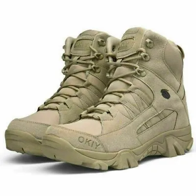 Mens Military Tactical Combat Hiking Boots Desert Training Shoes Outdoor Boots • £35.99