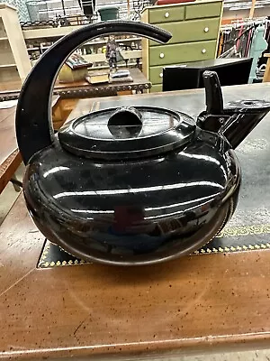 Mcm MODERN BLACK Enamel  Tea Kettle Good Condition • $44.99