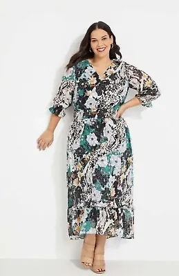 SARA - Plus Size 18 - Dobby Womens Maxi  Dress -  Floral Print RRP $120 NWT • $25