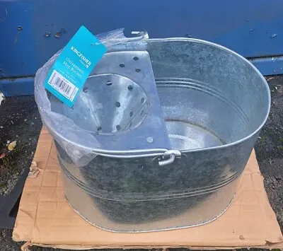 Old Vintage Retro 9.5” Tall Galvanised Metal Mop Bucket Pail Planter • £12.99