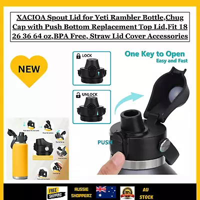 XACIOA Spout Lid For Yeti Rambler Bottle Chug Cap With Push Bottom BPA-Free • $23.95