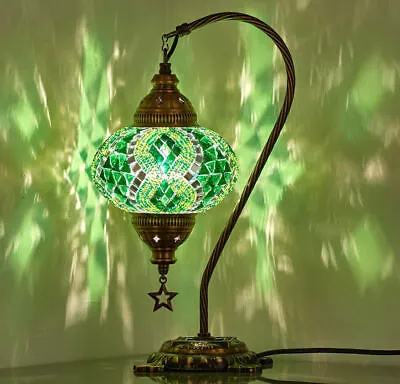 Turkish Moroccan Mosaic Colorful Swan Table Bedside Mood Lamp Lampshade Green. • $59.80