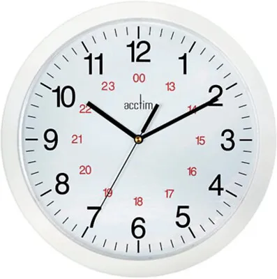 Acctim Metro 24 Hour Plastic Wall Clock 300mm White 21162 • £16.55