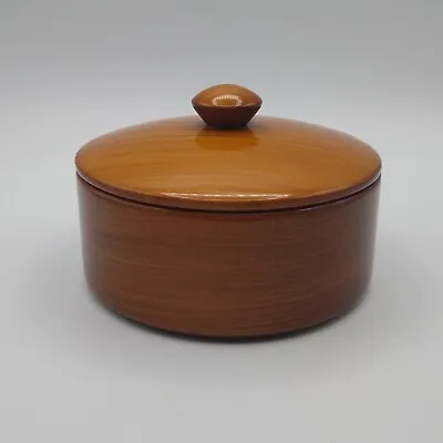 Hand-Crafted Oregon Myrtlewood Round Box Lid Trinket Box Jewelry Box Catch-All • $12