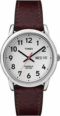 Timex T20041 Men's Easy Reader Brown Leather Watch Indiglo Date 35MM Case • $37.10