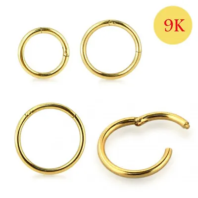 9K Real Yellow Gold Hinged Segment Hoop Ring Nose Ear 16g 18g 20g 6mm - 12mm #94 • $42