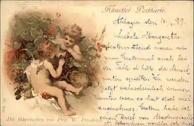 Cherubs Grapes Prof W. Friedrich 1899 Used Postcard ABBAZIA To WIEN • £7.62