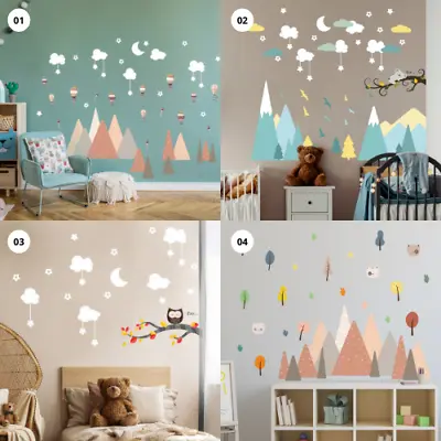 £10.95 • Buy Mountain Wall Sticker Removable Decal Nursery Kids Bedroom Decoration Art Mural