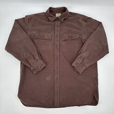 L.L Bean Chamois Flannel Shirt Mens L Reg Brown Cotton Heavy Outdoor Pockets • $24.99