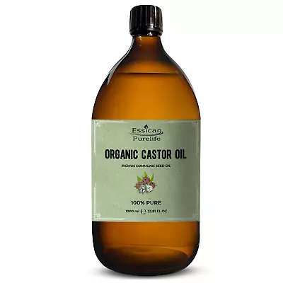 Organic Castor Oil 1000ml 100% Natural - Glass Bottle Cold Pressed Hexane Free • £19.99