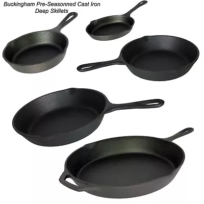 £34.99 • Buy Buckingham Pre-Seasoned Cast Iron Skillet Frying Pan Griddle BBQ Premium Quality
