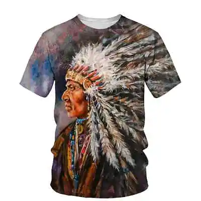 Native American Indian Cool 3D Printed Tees Men Women Short Sleeve T-Shirt  • $17.98