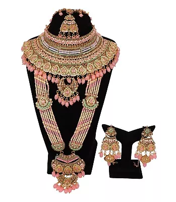 Indian Bollywood Wedding Heavy Bridle Gold Plated DULHAN SET Jewelery For Womens • $89.50