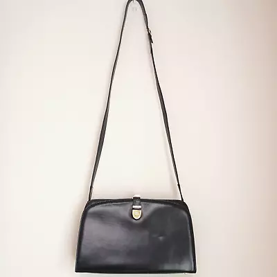 Vintage Gucci Leather Black Cross Body Shoulder Bag USED Authentic • $298.50