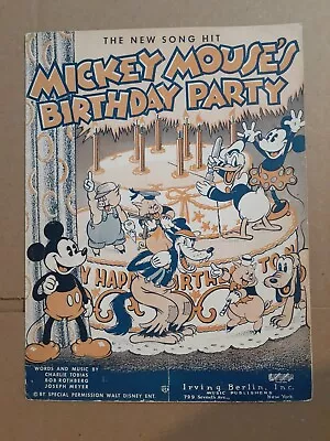 Original 1936 MICKEY MOUSE'S BIRTHDAY PARTY Sheet Music Complete ~ NICE • $15