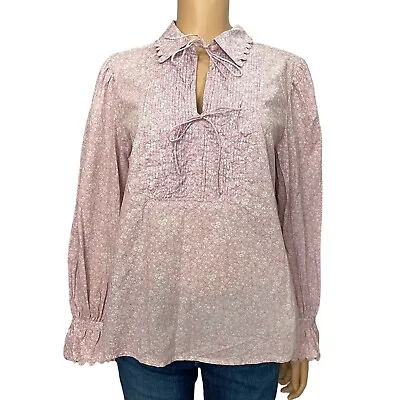 J Crew Liberty Fabrics Popover Top Scallop Collar Floral Long Sleeve Medium • $31.50