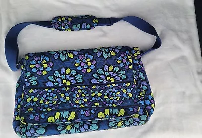 Vera Bradley Tote Shoulder Messenger Purse Bag Laptop Indigo Pop • $25.99