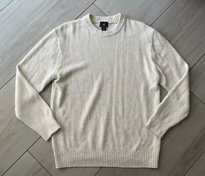 H&M Crewneck Pullover Long Sleeve Ivory Knit Sweater Men's Size Medium • $19.99