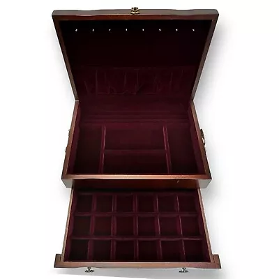 Vintage Reed & Barton Eureka Wooden Jewelry Box Chest With Mahogany Finish • $78.90