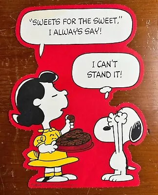 Vintage Valentine Snoopy & Lucy Die Cut Schultz 1965 Wall Decoration • $8