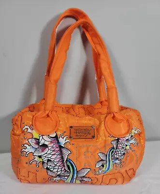 Ed Hardy Quilted Embroidered Koi Orange Purse Rare • $85