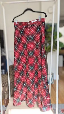 Pendleton Skirt Sz 10/large Red Green Plaid Maxi Floor Length 100% Wool - NWT  • $55