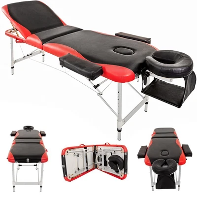 £115.99 • Buy Portable 3 Fold Massage Table Beauty Therapy Bed Couch Facial SPA Salon Red