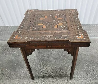 Late 19th Century Middle Eastern / Moroccan Inlaid Gaming Backgammon Table • $1800