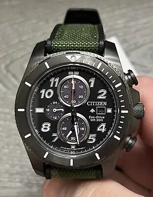 Citizen Eco-Drive Promaster 44mm Black Stainless Steel Case Camo Nylon Strap • $79.99