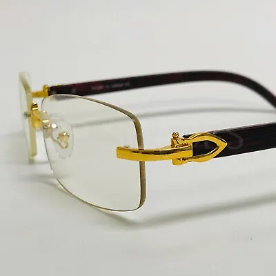 Men Classy Elegant Sophisticated Style Clear Lens Eye Glasses Gold Rimless Frame • $12.99