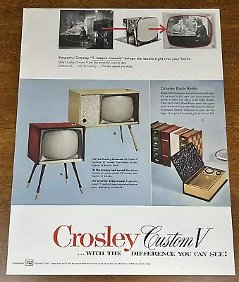 1955 Crosley Radio And TV Set Vintage Print Ad Linwood Larkswood Ridgewood SEP1 • $10.99