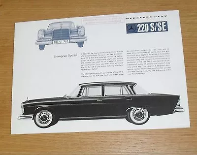 Mercedes Benz W111 220S & 220SE European Special Brochure 1960 - UK Market • $31.02