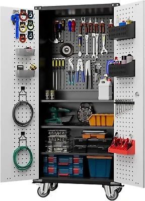 Metal Garage Storage Cabinets With Pegboard Tool Storage Cabinets With Wheels • $264.99