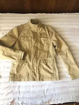 H&M DIVIDED Khaki MEDIUM Full Sil Snap Utility LINED Jacket POCKETS • $33.80