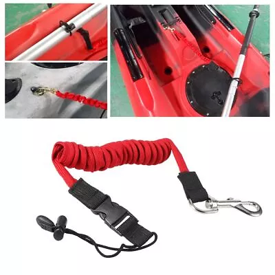 Safety Coiled Elastic Fishing Rod Lanyard Boat Paddle Leash Kayak Canoe Cord • $14.21