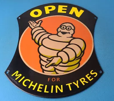 Vintage Michelin Tires Sign - Gas Auto Pump Plate Sign - Motorcycle Service Sign • $166.67